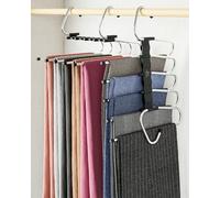 MORALVE Lot de 2 cintres antidérapants multi-couches pour économiser de l'espace - Porte-vêtements multifonction pour le rangement des placards - Idéal pour jeans, pantalons, jupes, écharpes et