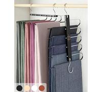 MORALVE - Lot de 2 cintres pour pantalons en bois de hêtre européen - Économiseur d'espace pour jean et écharpe - Organisateur de garde-robe et porte-vêtements avec crochet rotatif à 360° pour