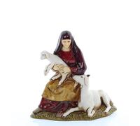 Moranduzzo Femme avec Agneau et Chèvre pour Crèche de 10 Cm Échelle 1:20-Figurines Indestructibles-Style 700',Peinture Finition à la Main,Produit Officiel,Fabriqué en Italie,Sculpteur M. Landi