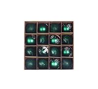 Morbuy 16 pièces de Boules de Noël Ornements 6cm, Ensemble d?Ornements Peints en Couleur et étincelants et de Boules suspendues, Décoration d'arbre de Sapin de Noël (Vert foncé)