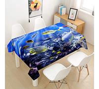 Morbuy 3D Nappe Rectangulaire Océan Imprimé Anti Tache Nappe de Table Imperméable Lavable et Facile d'entretien pour Ménage Table Basse Jardin Extérieure (Poisson Tropical,140x200cm)