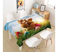 Morbuy 3D Nappe Rectangulaire Pâques Nappe de Table Imperméable étanche Anti Tache Lavable et Facile d?Entretien Ménage Table Nappe pour Picnic Cuisine Jardin (Lapin Mignon,60x60cm)