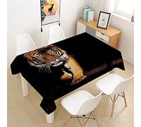 Morbuy 3D Tigre Nappe Rectangulaire Anti Tache Nappe de Table Imperméable Lavable et Facile d'entretien Nappes pour Ménage Table Basse Jardin Extérieure (Tigre bête,140x160cm)