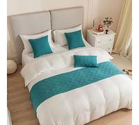 Morbuy Chemin de lit Hôtel Doux Qui ne se Décolore Pas - Moderne Jacquard Motif Coquille Accueil Literie Drapeau Drapeau Queue De Lit Housse de Coussin (45x210cm (chemins de lit),Bleu Ciel)