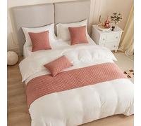 Morbuy Chemin de lit Hôtel Doux Qui ne se Décolore Pas - Moderne Réversible Jacquard Accueil Literie Drapeau Drapeau Queue De Lit Housse de Coussin (45x210cm (chemins de lit),Rose)