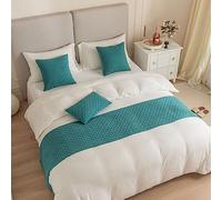 Morbuy Chemin de lit Hôtel Doux Qui ne se Décolore Pas - Moderne Réversible Jacquard Accueil Literie Drapeau Drapeau Queue De Lit Housse de Coussin (45x240cm (chemins de lit),Bleu Turquoise)