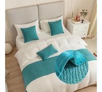 Morbuy Chemin de lit Hôtel Doux Qui ne se Décolore Pas - Réversible Moderne Jacquard Accueil Literie Drapeau Drapeau Queue De Lit Housse de Coussin (45x45cm (Taie d'oreiller),Bleu Turquoise)