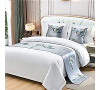 Morbuy Chemin de Lit Hôtel Doux Qui ne se Décolore Pas - Simple Moderne Accueil Literie Drapeau Drapeau Queue De Lit Décoration de la Maison (Branche Fleurie,50x240cm pour lit de 180cm)
