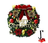 Morbuy Couronne Décoration de Noël Lumineuse,avec Intérieur LED a Pile 8 Effet Lumière Guirlande de Sapin Noël Couronne de Fleurs pour Votre Porte Cheminee Mur ou Fenêtre (40cm,Bowknot)