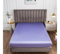 Morbuy Drap Housse 140x200, Violet Léger Satin Draps Housses pour Matelas Épais Jusqu'à 30 cm, Luxe Drap-Housse en Microfibre Soyeux, Lisse Respirant et Doux