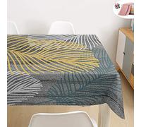 Morbuy Feuille Nappe Rectangulaire Anti Tache Nappe de Table Imperméable Lavable et Facile d'entretien pour Ménage Table Basse Jardin Extérieure Picnic (Gris Jaune,140x220cm)