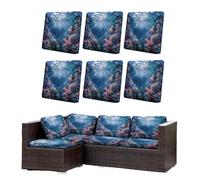 Morbuy Housse de Coussin Extérieur Lot de 6/8 Imperméable, Remplacement pour Coussin de Chaise Jardin & Canapé, Protecteur pour Salon Extérieur (Océan 12,6)
