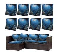 Morbuy Housse de Coussin Extérieur Lot de 6/8 Imperméable, Remplacement pour Coussin de Chaise Jardin & Canapé, Protecteur pour Salon Extérieur (Océan 5,8)