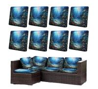 Morbuy Housse de Coussin Extérieur Lot de 6/8 Imperméable, Remplacement pour Coussin de Chaise Jardin & Canapé, Protecteur pour Salon Extérieur (Océan 6,8)