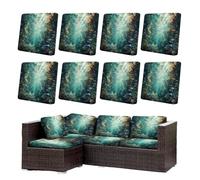 Morbuy Housse de Coussin Extérieur Lot de 6/8 Imperméable, Remplacement pour Coussin de Chaise Jardin & Canapé, Protecteur pour Salon Extérieur (Océan 4,8)