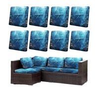 Morbuy Housse de Coussin Extérieur Lot de 6/8 Imperméable, Remplacement pour Coussin de Chaise Jardin & Canapé, Protecteur pour Salon Extérieur (Océan 10,8)