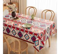 Morbuy Impermeable Nappe Rectangulaire en PVC,Durabilité Nappe Rectangulaire Anti Tache, Protege Table,Protection de Table pour Cuisine ou Pique Nique, Bohème Imprimée (Losange,140x180 cm)