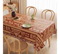 Morbuy Impermeable Nappe Rectangulaire en PVC,Durabilité Nappe Rectangulaire Anti Tache, Protege Table,Protection de Table pour Cuisine ou Pique Nique, Bohème Imprimée (Marron,140x180 cm)