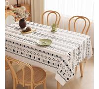Morbuy Impermeable Nappe Rectangulaire en PVC,Durabilité Nappe Rectangulaire Anti Tache, Protege Table,Protection de Table pour Cuisine ou Pique Nique, Bohème Imprimée (Blanc,90x140 cm)