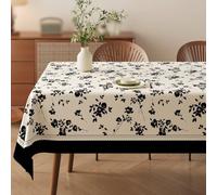 Morbuy Impermeable Nappe Rectangulaire en PVC Durabilité Nappe Rectangulaire Anti Tache, Protege Table,Protection de Table pour Cuisine & Pique Nique, Plantes Imprimée (Noir,90x150 cm)