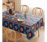 Morbuy Impermeable Nappe Rectangulaire en PVC,Durabilité Nappe Rectangulaire Anti Tache, Protege Table,Protection de Table pour Cuisine ou Pique Nique, Bohème Imprimée (Bleu,120x160 cm)