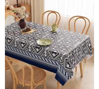 Morbuy Impermeable Nappe Rectangulaire en PVC,Durabilité Nappe Rectangulaire Anti Tache, Protege Table,Protection de Table pour Cuisine ou Pique Nique, Bohème Imprimée (Bleu et Blanc,140x260 cm)