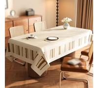 Morbuy Impermeable Nappe Rectangulaire en PVC,Durabilité Nappe Rectangulaire Anti Tache, Protege Table Protection de Table pour Cuisine ou Pique Nique, Géométrique Imprimée (Blanc,120x160 cm)