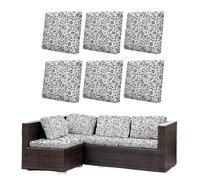 Morbuy Lot de 6/8 Housses de Coussin Extérieur, Imperméable Housses de Coussin de Jardin, Remplacement pour Mobilier de Terrasse et Dossier de Canapé d'angle en Rotin (Fleurs Noires,6)
