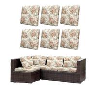 Morbuy Lot de 6/8 Housses de Coussin Extérieur, Imperméable Housses de Coussin de Jardin, Remplacement pour Mobilier de Terrasse et Dossier de Canapé d'angle en Rotin (Pivoine Vintage,8)