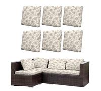 Morbuy Lot de 6/8 Housses de Coussin Extérieur, Imperméable Housses de Coussin de Jardin, Remplacement pour Mobilier de Terrasse et Dossier de Canapé d'angle en Rotin (Pivoine Blanche,8)
