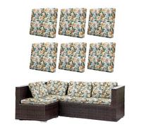 Morbuy Lot de 6/8 Housses de Coussin Extérieur, Imperméable Housses de Coussin de Jardin, Remplacement pour Mobilier de Terrasse et Dossier de Canapé d'angle en Rotin (Fleurs Beiges,8)