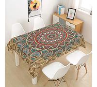 Morbuy Mandala Nappe Rectangulaire Nappe de Table Imperméable Anti Tache Lavable et Facile d'entretien Nappes pour Ménage Table Basse Jardin Extérieure (Exotique,140x260cm)