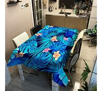 Morbuy Nappe Anti Tache Rectangulaire/Carrée, Imperméable Étanche à l'Huile 3D Imprimé Couverture de Table pour Ménage Cuisine Jardin Picnic Exterieur (Blue Monstera,140x140cm)