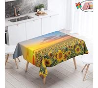 Morbuy Nappe Anti Tache Rectangulaire,Imperméable Étanche à l'huile 3D Imprimé Carrée Couverture de Table Lavable pour Ménage Cuisine Jardin Picnic Exterieur (Jaune Coucher De Soleil,90x90cm)