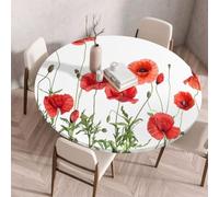 Morbuy Nappe avec Bord Élastique pour Table Ronde,Motif Fleur 3D Nappe Ronde Imperméable Anti Tache Couverture de Table Nappes pour Decoration Fête Cuisine Jardin Picnic (Fleur Rouge,80cm)