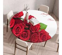 Morbuy Nappe avec Bord Élastique pour Table Ronde, Motif Fleur de Rose 3D Nappe Ronde Imperméable Anti Tache Couverture de Table Nappes pour Cuisine Jardin (Romantique,Diamètre 170cm)