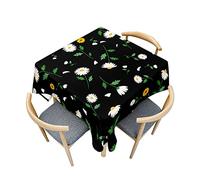 Morbuy Nappe carrée pour l'extérieur, motif floral, imperméable, effet lotus, anti-taches, pour décoration, restaurant, jardin, fête, 120 x 120 cm, motif marguerites blanches
