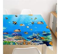 Morbuy Nappe Cuisine Rectangulaire en Tissus, 3D Animaux Marins Motif Nappes Imperméables Infroissable Anti Taches Nappe pour Decoration Jardin Picnic Exterieur (100x140cm,Animaux Marins)