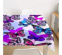 Morbuy Nappe Cuisine Rectangulaire en Tissus, 3D Papillon Motif Nappes Imperméables Infroissable Anti Taches Nappe Lavable pour Decoration Jardin Picnic Exterieur (Papillon Violet,140x260cm)