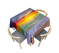 Morbuy Nappe de Table Carrée, Motif Vagues de l'océan Nappes Imperméables Anti Tache Infroissable Nappe Lavable pour Salle à Manger Cuisine Jardin Picnic Exterieur (60x60cm,Lever du Soleil)