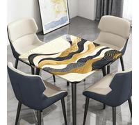 Morbuy Nappe de Table Lavable, Nappe Carrée Imperméable, avec Bord Élastique, pour Jardin, Intérieure, Extérieure, Anti Tachesm, Motifs Classiques (Montagnes,90x90cm)