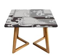Morbuy Nappe de Table Lavable, Nappe Carrée Imperméable, avec Bord Élastique, pour Jardin, Intérieure, Extérieure, Anti Tachesm, Style Paisley Exotique (Gris Blanc,170x170cm)