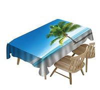 Morbuy Nappe Imperméable Rectangulaire, 3D Plage de Sable Imprimé Nappes Anti Tache Anti-Salissure Infroissable Lavable pour Cuisine Jardin Picnic Exterieur (Cocotier,140x210cm)