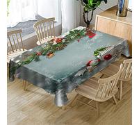 Morbuy Nappe Noël Rectangulaire, 3D Sapin Cèdre Imprimé Nappes Imperméable Anti Taches Étanche à l'huile Lavable pour Fête Decoration Ménage Jardin Picnic (Bonne année,140x180cm)