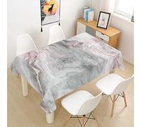 Morbuy Nappe Rectangulaire Anti Tache Nappe de Table 3D Marbre Imprimé Imperméable Lavable et Facile d'entretien Nappes pour Ménage Table Basse Jardin Extérieure (Rose Gris,140x240cm)