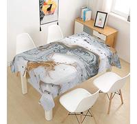 Morbuy Nappe Rectangulaire Anti Tache Nappe de Table 3D Marbre Imprimé Imperméable Lavable et Facile d'entretien Nappes pour Ménage Table Basse Jardin Extérieure (Or Gris,140x180cm)