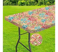 Morbuy Nappe Rectangulaire Imperméable avec Bord Élastique, Nappe Été Ajustée Nappe de Table Antidérapante Anti Tache pour Extérieur, Terrasse (Totem,75x183cm)