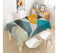 Morbuy Nappe Rectangulaire Imperméable, Mosaïque Style Nordique Nappe de Table Lavable et Facile d?Entretien Ménage Table Nappe pour Cuisine Picnic Jardin Décoration (Vert Bleu Jaune,140x260cm)
