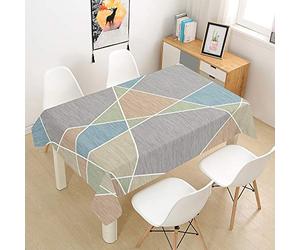 Morbuy Nappe Rectangulaire Imperméable, Mosaïque Style Nordique Nappe de Table Lavable et Facile d?Entretien Ménage Table Nappe pour Cuisine Picnic Jardin Décoration (Bleu Vert Gris,140x260cm)