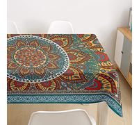 Morbuy Nappe Rectangulaire Mandala Imprimé Anti Tache Nappe de Table Imperméable Lavable et Facile d'entretien pour Ménage Table Basse Jardin Extérieure Picnic (Bleu,60x60cm)